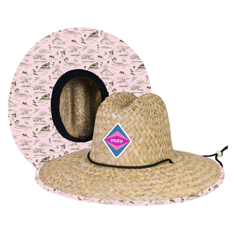 Hawaiian Print Straw Hat | Soft Pink